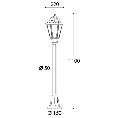 Technical drawing of a street lamp