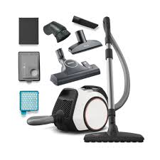 Vacuum cleaner set with various attachments on a white background