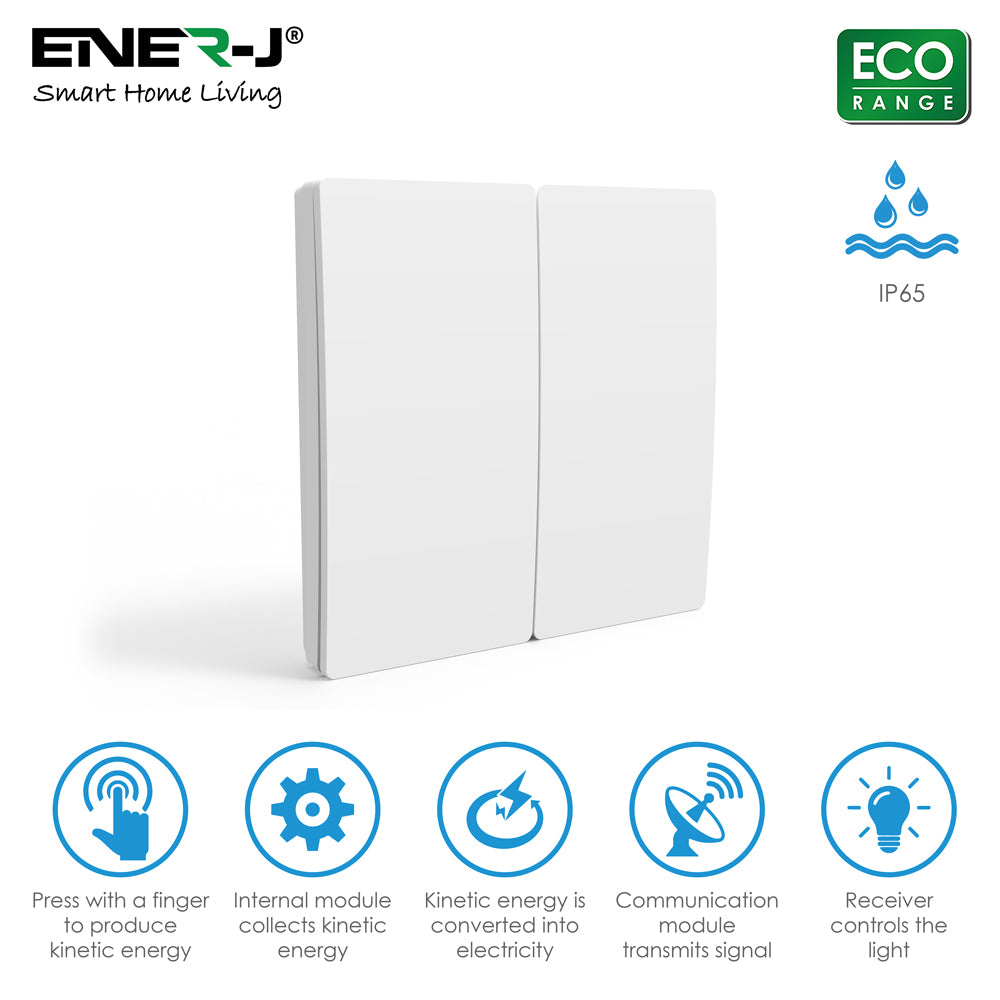 Ener-j 2 Gang Wireless Switch White - WS1051