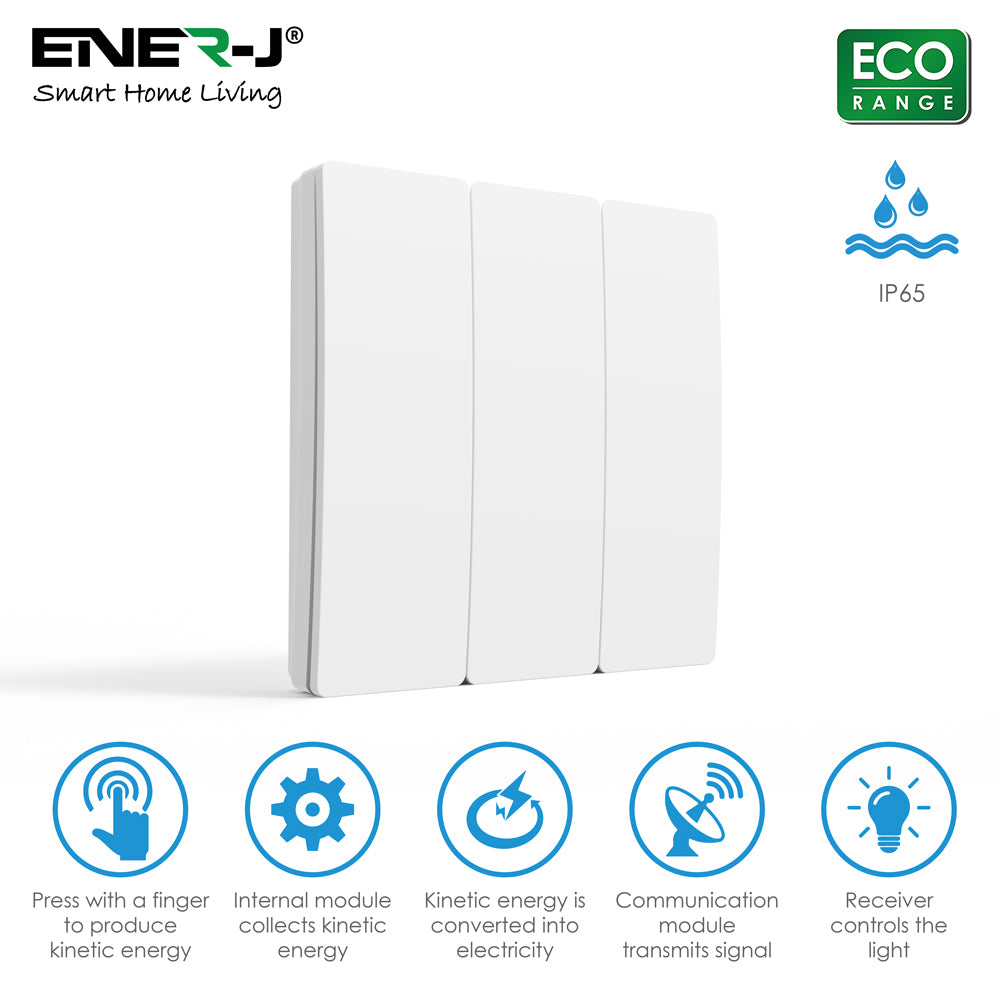 Ener-j 3 Gang Wireless Switch White - WS1052