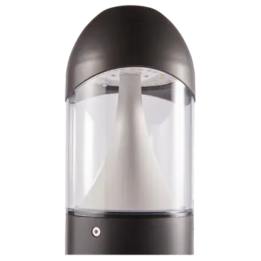 Wall-mounted outdoor light fixture with clear glass cover and black metal casing