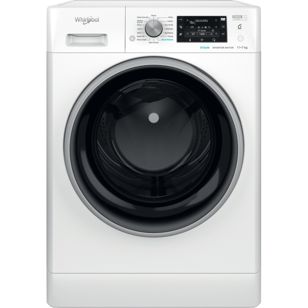 Whirlpool Freestanding Fresh Care+ Washer Dryer - White - 11+7kg - D/A Rated - FFWDD 1174269 BSV UK