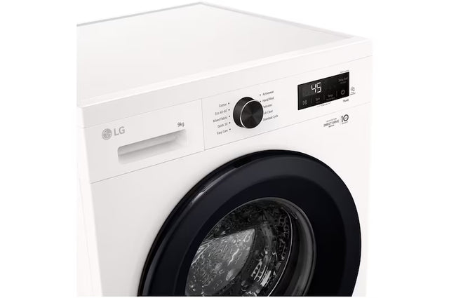 White LG washing machine on a white background