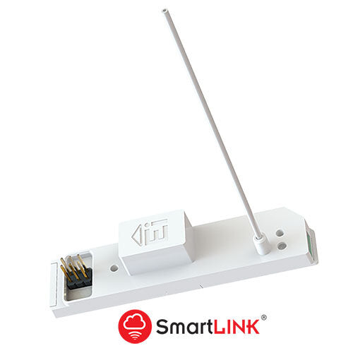 White electronic device with antenna on a white background, featuring SmartLINK logo.