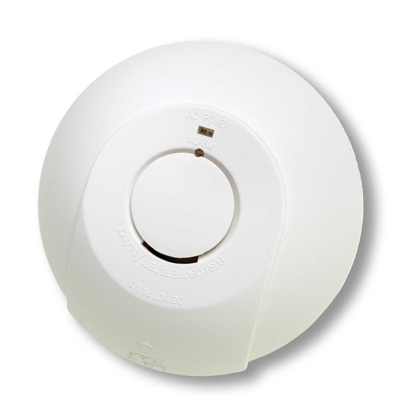White smoke detector on a white background