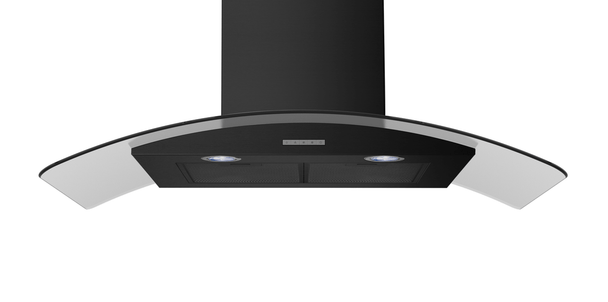 Belling Chimney Hood Curved Glass 90cm - Black | CHIM904GBLK
