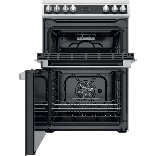 Hotpoint 60cm Tilted Cooker with Ceramic Hob in White | HDT67V9H2CW/UK