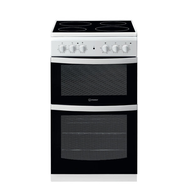 Indesit ID5V92KMW/UK 50cm Electric Cooker with Ceramic Hob - White