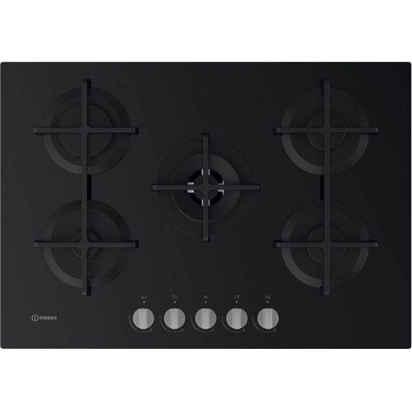 Indesit Gas On Glass ING 72T/BK Hob - Black