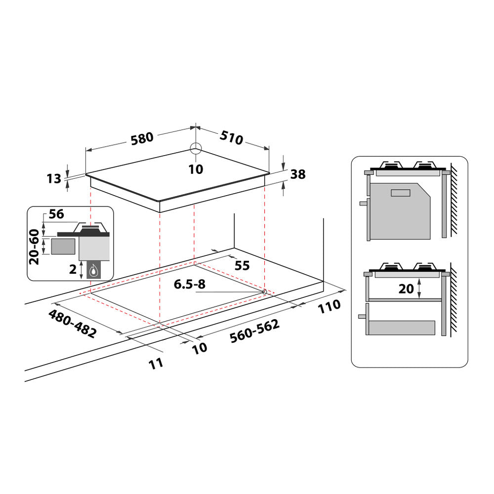 Hotpoint 4 Burner Gas Hob - Stainless Steel - 60cm - PPH 60G DF IX UK