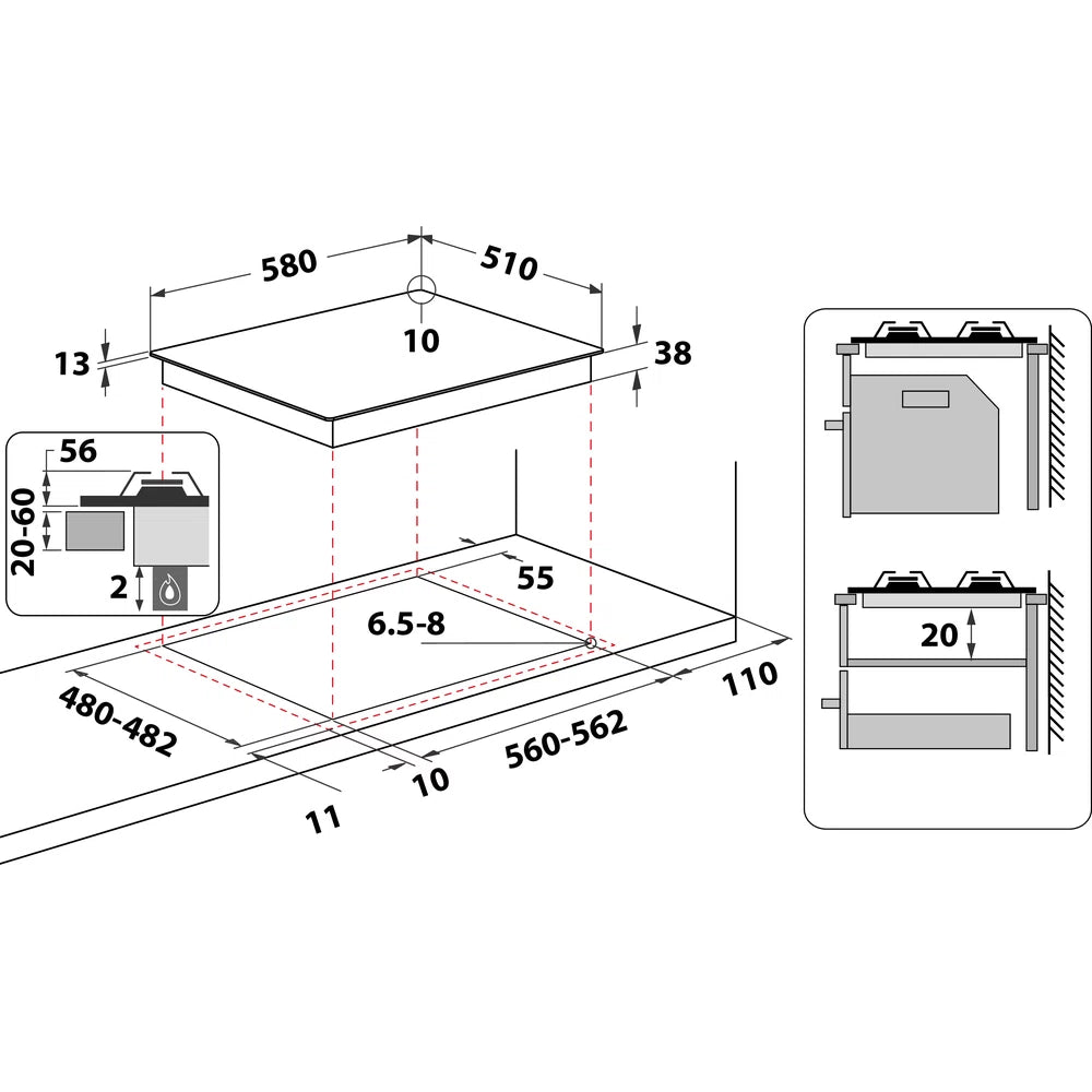 HOTPOINT 60CM GAS HOB- PPH60GIX