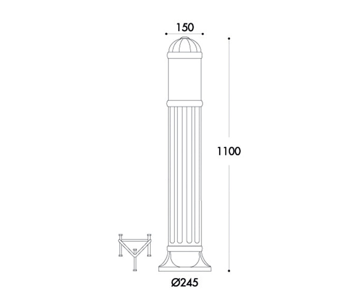 Fumagalli Sauro 1100mm Bollard Black E27 - FMD15555FC1