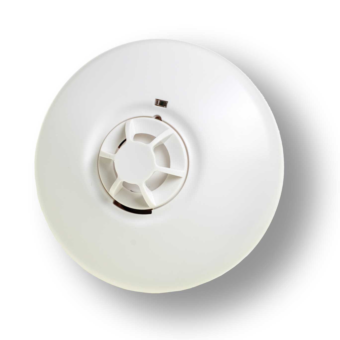White smoke detector on a white background