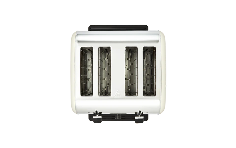 White toaster with four slots on a white background