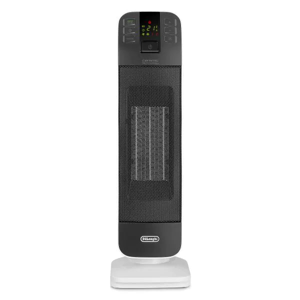 A black DeLonghi Tower Ceramic Heater